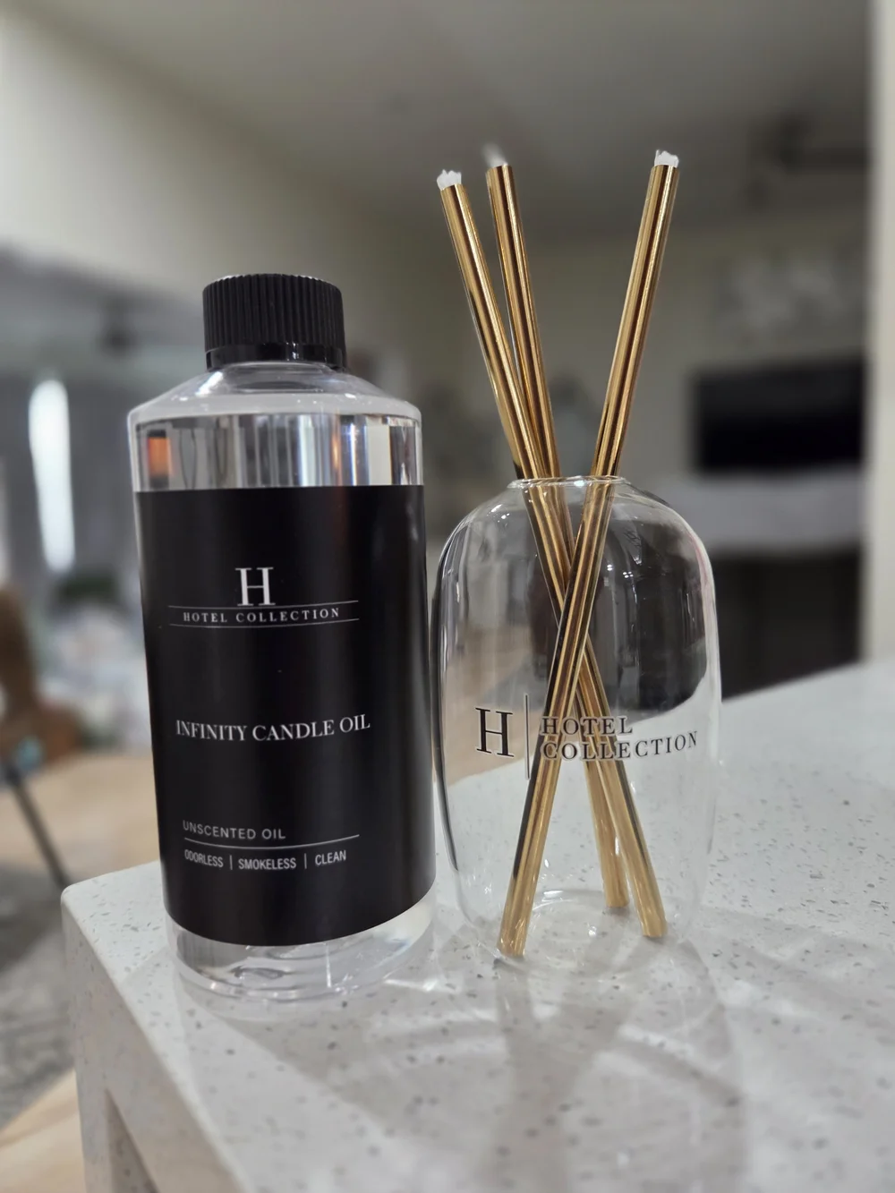Hotel Collection Reed Diffuser Set in Gold and Clear